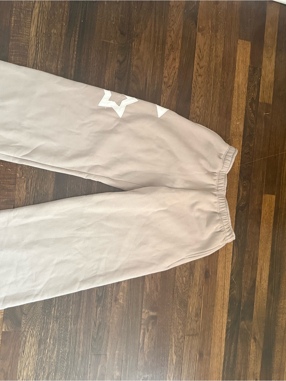 Edikted Light Beige Sweatpants with White Star Detail